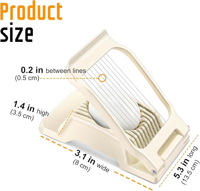 Egg Slicer for Hard Boiled Eggs, Stainless Steel Wire, Multipurpose Heavy Duty Aluminium Egg Cutter for Egg, Salads, Sandwiches, Strawberries, Mushrooms, Soft Cheese, Fruit, White