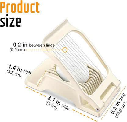 Egg Slicer for Hard Boiled Eggs, Stainless Steel Wire, Multipurpose Heavy Duty Aluminium Egg Cutter for Egg, Salads, Sandwiches, Strawberries, Mushrooms, Soft Cheese, Fruit, White