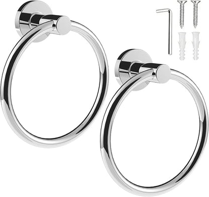 SetSail Towel Holder for Bathroom Wall 2 Packs Towel Ring Stainless Steel Heavy Duty Hand Towel Hanger for Bathroom, Mirror Silver