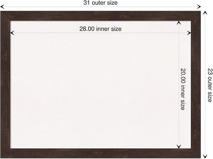 Amanti Art White Cork Board for Wall, 23x31 Vision Board with Brown Wood Frame, Medium Corkboard Office Decor for Home Organization, Rustic Farmhouse Corkboard Pinboard to display items for home