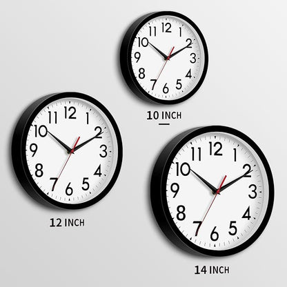 DAXSMY Wall Clock Analog 10 Inch Silent Non Ticking Battery Operated Modern Decorative for Living Room Kitchen Office Bedroom Bathroom(Black)