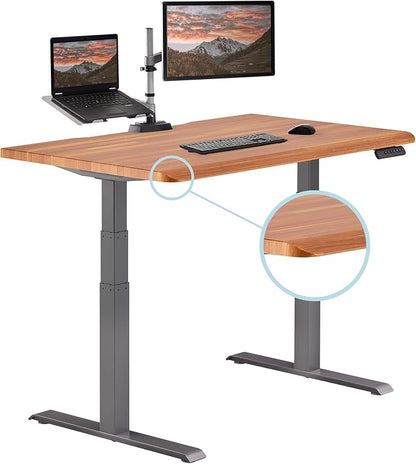 Vari ComfortEdge 48x30 Inch Electric Standing Desk – Height Adjustable Sit Stand VariDesk with Memory Presets, Sloped Edge, 220 LB Capacity + Tool-Free Assembly (Butcher Block)