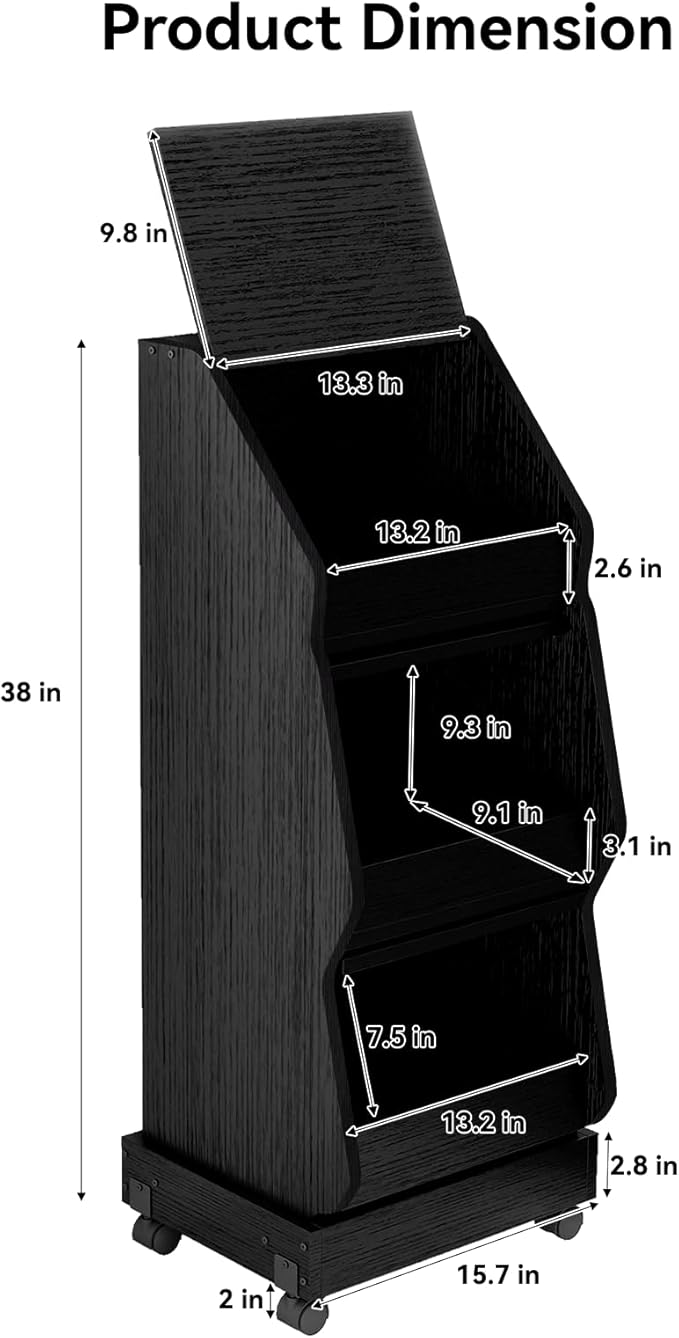 ARTETHYS Potato and Onion Storage Bin with Wheels Black Set of 2 Movable Bread Box with Lid Onion Organizer with Grocery Section Decorative Vegetable Organization Cabinet for Kitchen