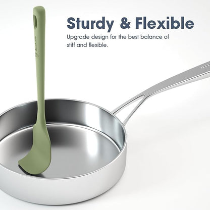 ChefAide 5 Pieces Silicone Spatula Set, Food Grade Rubber Spatula, Upgrade Strong Handle with Ergonomic Grip, Heat Resistant Up to 600°F for Nonstick Cookware, Cooking