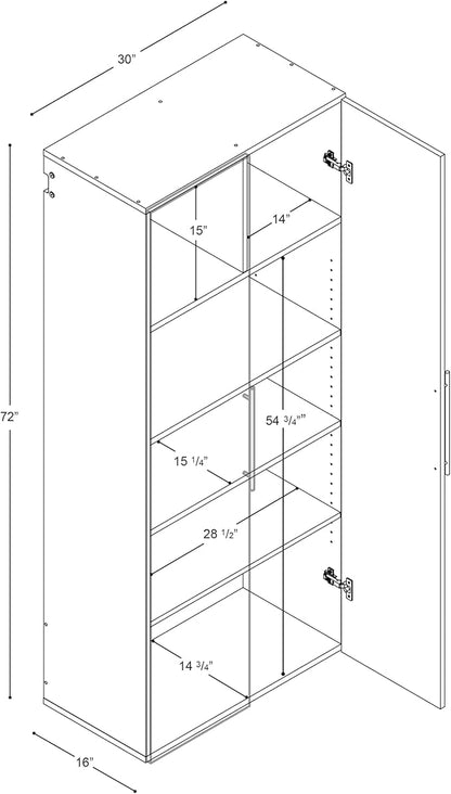 Prepac HangUps 30" Large Garage Cabinet, Bathroom Cabinet Wall Mount, Ideal for Garage, Kitchen and Laundry Organization 30" W x 72" H x 16" D, Black