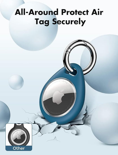 UNBREAKcable AirTag Holder for Apple - 4 Pack Air Tag Case [Fit Tightly Design] [Easy to Install] [Hold Securely] Waterproof TPU Protective Cover with Metal Keychain for Kids,Pet,Luggage,Backpack,Keys