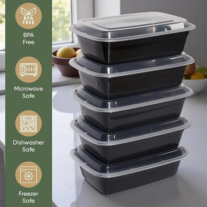 16 oz 50 Pack Meal Prep Containers BPA Free Leakproof Stackable Food Storage Containers with Lids, Microwave & Dishwasher Freezer Safe Reusable To Go Containers Bento Box Style Take Out Clear Plastic