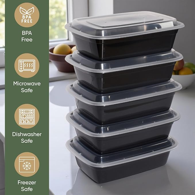24 oz 150 Pack Meal Prep Containers BPA Free Leakproof Stackable Food Storage Containers with Lids, Microwave & Dishwasher Freezer Safe Reusable To Go Containers Bento Box Style Take Out Clear Plastic