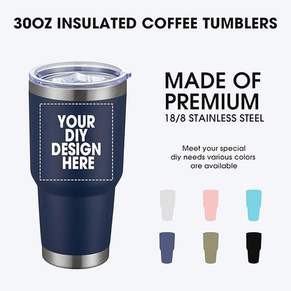 Personalized Coffee Tumbler Print in USA 30oz Stainless Steel Double Wall Insulated Coffee Cup With Text Photo Logo