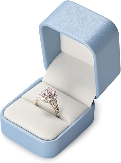 PU Leather Jewelry Ring Box for Proposal Engagement Blue PU Leather Jewelry Ring Gift Box