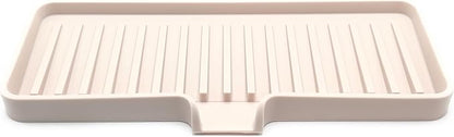 Happitasa Silicone Soap Dish Tray and Sponge Holder with Drain Chute | Bathroom and Kitchen Sink Organizer Caddy (Sand Dollar, 9"x3.5", 5.6 Ounces)