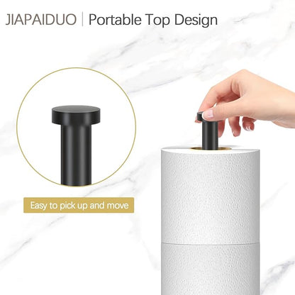 Toilet Paper Holder Stand with Reserve Function, Black Toilet Roll Holder Free Standing, Toilets Paper Storage Stand for 5 Rolls of Toilets Papers，Modern Design