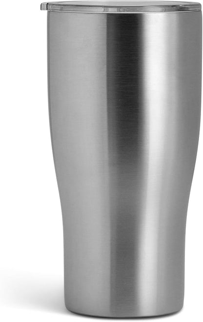 makerflo Destash 30 oz, 25 Pack Tumbler, Stainless Steel Insulated Curve Travel Tumbler with Clear Splash Proof Lid and Straw for Coffee, Tea, Shakes, Smoothies, Wine, Water, Hot Cold Drinks, Silver