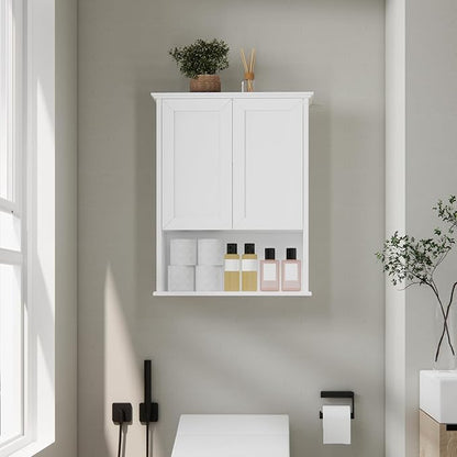 Bathroom Wall Cabinet, Over The Toilet Storage Cabinet, 23x29 Inch Medicine Cabinet with 2 Door & Adjustable Shelves, Bathroom Cabinet Wall Mounted for Laundry Room, Kitchen, Small Spaces