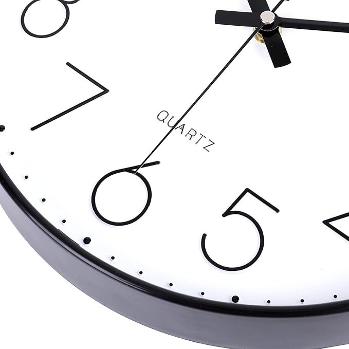 jomparis Small Wall Clock Black Wall Clocks Silent Non-Ticking for Bedroom Bathroom Kitchen(8 Inch)