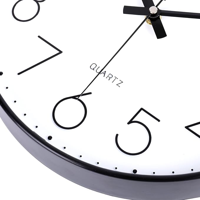 jomparis Small Wall Clock Black Wall Clocks Silent Non-Ticking for Bedroom Bathroom Kitchen(8 Inch)