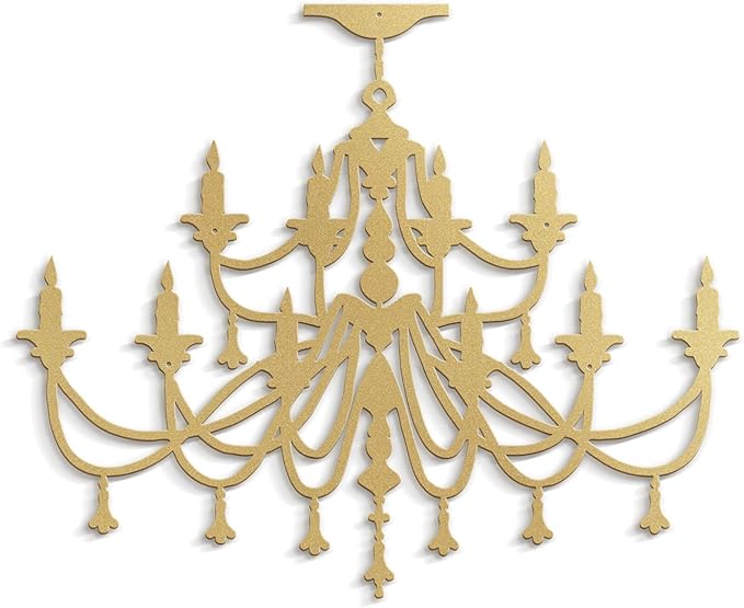 SIGNLEADER Metal Wall Decor Chandelier with CandlesMinimalist Modern Abstract Wall Sculpture Hangings Home Decoration for Living Room, Bedroom, Bathroom, Kitchen, Outdoor - 36" Gold