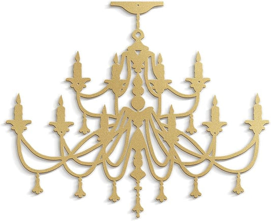 SIGNLEADER Metal Wall Decor Chandelier with CandlesMinimalist Modern Abstract Wall Sculpture Hangings Home Decoration for Living Room, Bedroom, Bathroom, Kitchen, Outdoor - 36" Gold