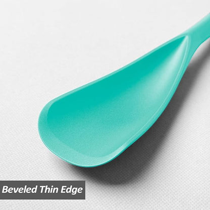 Cooking Spoon for Nonstick Cookwares, VOVOLY Silicone Spoon for Mixing, Scoop, and Scrape,Seamless Design, 12.6'', 2 Pack, Teal