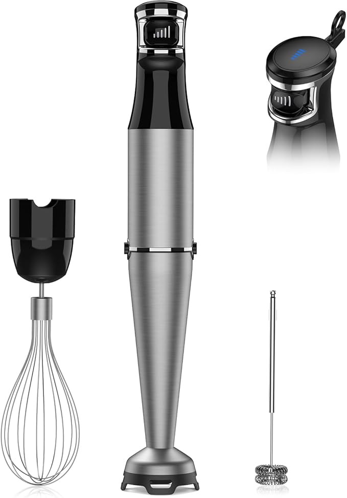 Turelar Immersion Blender Handheld 1100W - 3 in 1 Hand Blenders Set with Trigger Speed Control Emulsion Stick with Whisk and Milk Frother, Emulsifier for Kitchen for Soup, Smoothie, Puree