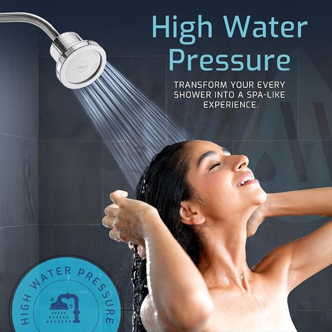 Mist Shower Filter Head for Hard Water Improves Skin, Hair, and Nails - Large, High Output Filtered Shower Head with Filter Softens Water and Removes Chlorine and Heavy Metals, Matte Black