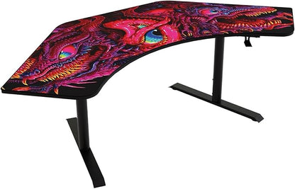 Arozzi Arena Angelo L Shaped GamingDesk, PC Gaming Desk L Shape, Height Adjustable L Shaped StandingDesk for Home Office, ComputerDesk with Full Coverage Mouse Pad (Crawling Chaos)