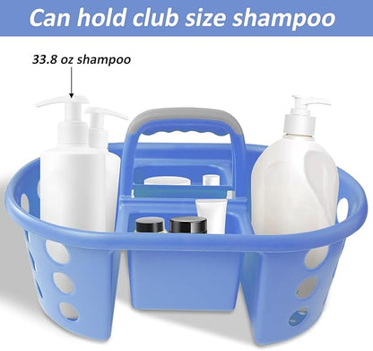 Large Shower Caddy Portable 2PC - Made in USA Plastic Jumbo Size Dorm Storage Candy Tote with Handle Shower Organizer for Bathroom, Pantry, Kitchen, College Dorm, Periwinkle