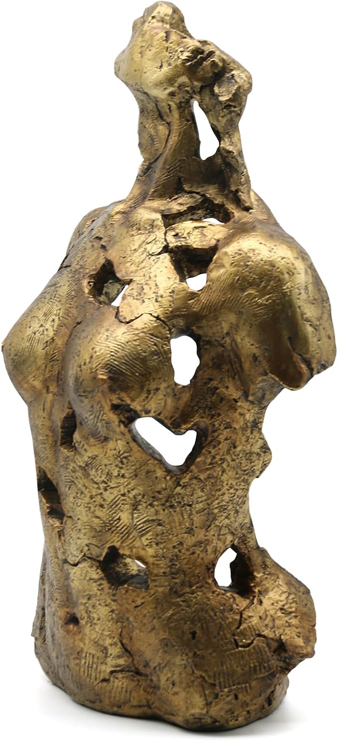 Lukitas Abstract Female Bust Statue and Sculpture, Lady Figurine Art Decor, Aesthetic Ornament for Office Living Room Bedroom, Golden, Resin 16"