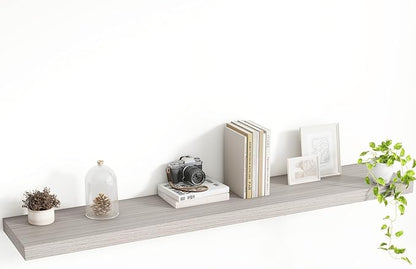 Acovy 48 Inch Floating Shelves, 8 Inch Deep Floating Shelves for Wall, Hanging Shelf with Invisible Brackets, Deep Shelves for Bathroom, Bedroom, Living Room, Grey, Set of 1
