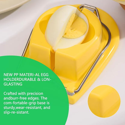 Egg Slicer, Semi-Round Curved Yellow Egg Cutter for Hard Boiled Eggs – Stainless Steel Wire Cutter with Ergonomic Handle for Salad, Cobb Salad, Avocado Toast & Food Garnish, Easy to Clean (3)