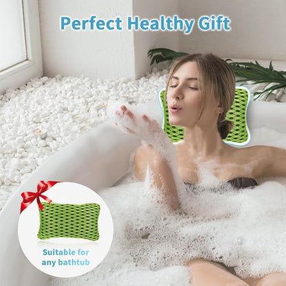 Luxury Bath Pillows for Tub, Slip Resistant Waterproof Bath Pillows for Tub Neck and Back Support with 2 Strong Suction Cups, Relaxing Spa Essentials (Green)