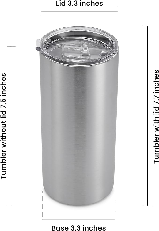 makerflo 20 oz Thick Stainless Steel Tumbler Pack of 25 with Lid & Straw | Craft-Ready for DIY Gifts & Personalization (Sublimation, Epoxy, UV DTF, Vinyl, and Laser Engraving)