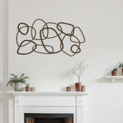 SIGNLEADER Metal Wall Decor Geometric Loops Minimalist Modern Abstract Wall Sculpture Hangings Home Decoration for Living Room, Bedroom, Bathroom, Kitchen, Outdoor - 24" Bronze