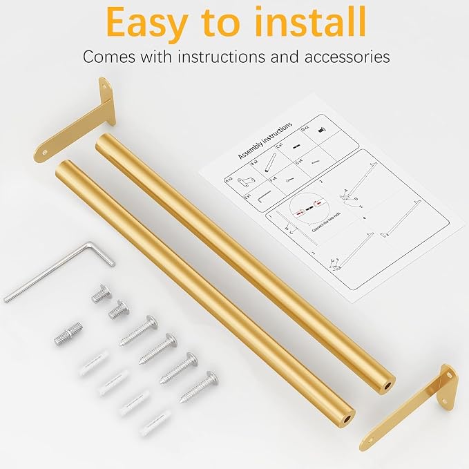 Bath Towel Bars, MKO Gold Towel Bar Towel Holder, Heavy Duty Towel Racks for Bathroom Wall, 16 Inch Single Towel Rods