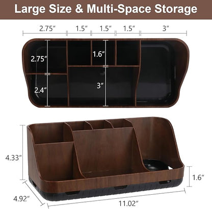 GFWARE Wood Toothbrush Holders for Bathrooms Countertop Organizer - Detachable 7 Slots Kid Bathroom Decor and Accessories, Wooden Bathroom Sink Storage Organization, Caddy, Tray, Brown