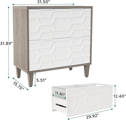 Tribesigns 2-Drawer File Cabinet, Lateral Filing Cabinet for A4/Letter/Legal Size, Office Storage Cabinet, Printer Stand with Storage Drawer for Home Office, White and Gray
