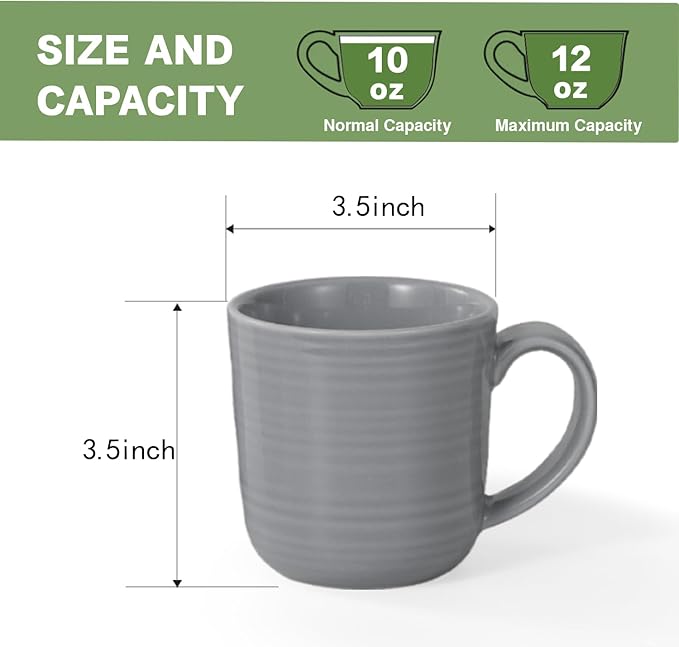 Ceramic Coffee Mugs Set of 4, 12 Ounces Ceramic coffee mug,heavy mug with Comfortable Handles,Dishwasher & Microwave Safe，coffe mug Sets 4 Beautiful Colors, tea mug for Coffee, Tea. (GARY)