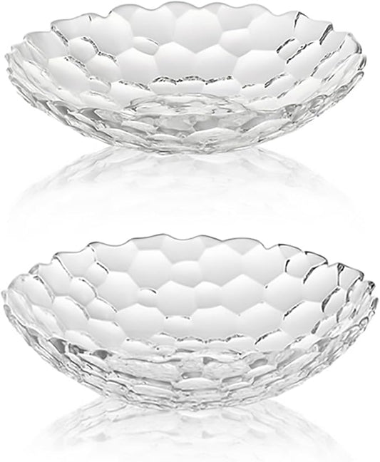 2 Pack Glass Fruit Bowl, Fruit Basket Holder, Crystal Fruit Bowl, Dessert Plate,Decorative Pedestal Bowl,for Table Décor for Home,Office, Wedding Decor, Fruit, Snack, Dessert (Large+Small,Clear)