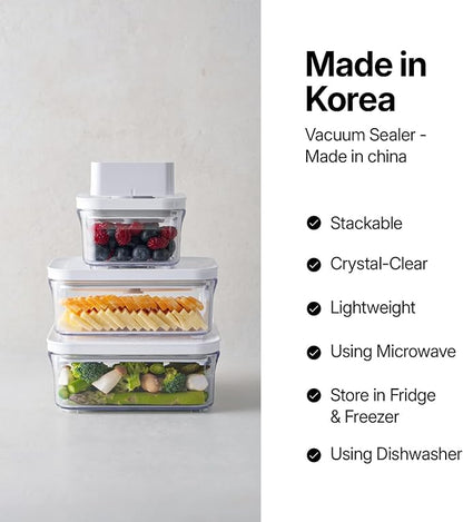 VAKUEN Premium Airtight Food Storage Containers, Mini 9P/SET include Vacuum Sealer, Smart One-Click Seal Lid, No Hinges, 100% Leak Proof, BPA-FREE, Dishwasher, Freezer & Microwave Safe