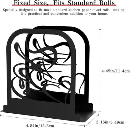 Modern Standing Napkin Holder for table, Black Metal Napkin Dispenser, Coffee time Theme Style Napkin Holder, Suitable for Kitchen, Coffee Shop, Dining Room