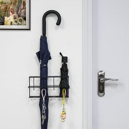 Wall Mounted Umbrella Storage Rack, Umbrella Storage Drain Rack, Self Adhesive Household Umbrella Holder (Black)