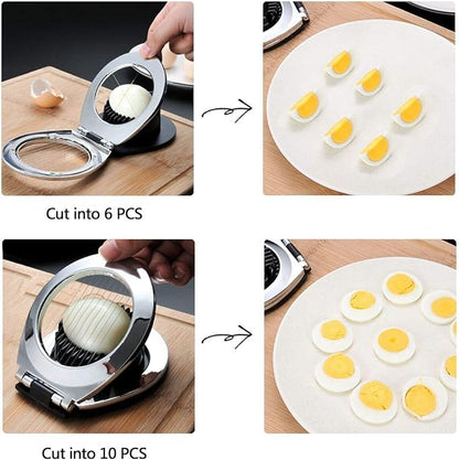 Egg Slicer Egg Cutter Egg Wedger For Hard Boiled Eggs,Stainless Steel Wire with 3 Slicing Styles Silver&Black
