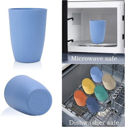 Homienly Plastic Cups Alternative, Unbreakable 20 OZ Wheat Straw Cups-Set of 8, Reusable Lightweight Drinking Glasses for Water, Juice, Dishwasher Safe Cups Sets for Kitchen, Outdoor, RV(Multi)