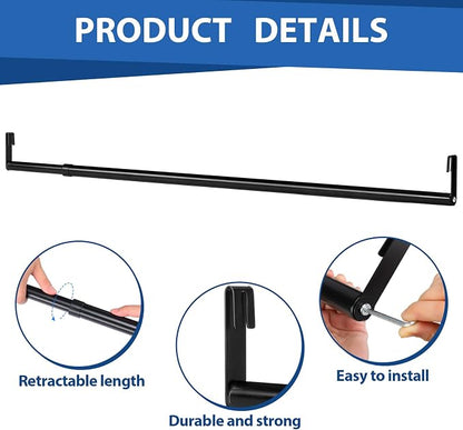 Threehoney Expandable Closet Rod for Wire Shelf Hanging Clothes Adjustable Heavy Duty Closet Hanging Rod Extender Heavy Duty Hanger Bar Metal Poles for Wardrobes Hanger, 1 Pack(36-60 Inch,Black)