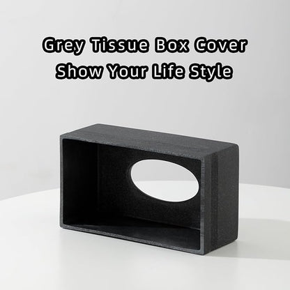 Haocoott Tissue Box Cover Rectangle, Resin Facial Tissues Holder Covers RectangularToilet Paper Holder Case Dispenser Home Decorative for Bathroom Kitchen Bedroom Living Room Office (Black)