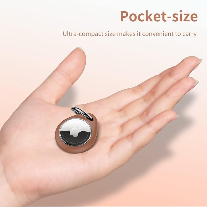 UNBREAKcable Holder for Apple AirTag - 4 Pack [Fit Tightly Design] [Easy to Install] [Hold Air Tag Securely] Waterproof TPU Shell Protective Case with All Metal Keychain Key Ring Clip (Black&Brown)