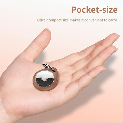 UNBREAKcable Holder for Apple AirTag - 4 Pack [Fit Tightly Design] [Easy to Install] [Hold Air Tag Securely] Waterproof TPU Shell Protective Case with All Metal Keychain Key Ring Clip (Black&Brown)