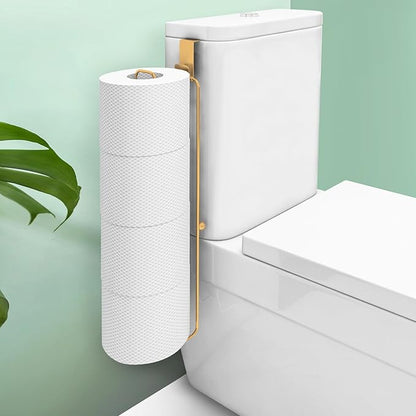 Conworld Toilet Paper Storage Wall Mount, Over The Tank Toilet Tissue Roll Holder Dispenser Reserve for Bathroom Storage and Organization, for 4 Roll Tissue, Gold, 1 Pack