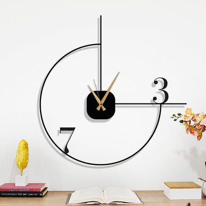 Dekory Minimalist Large Wall Clock 28-Inch – Black Metal, Silent Non-Ticking Quartz, Sleek Contemporary Design for Living Room, Dining Room, Office