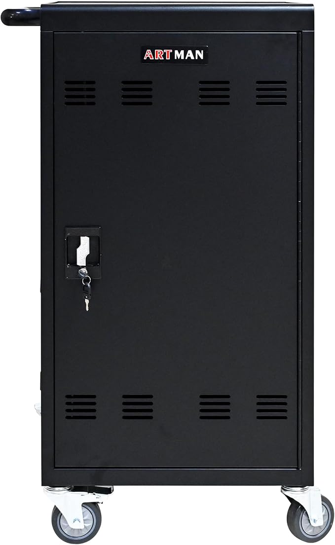 Aokleo 45 Devices Laptop Charging Cart,Tablet Storage Carts for pad Up to 16.3" Screen Size, Classroom Computer Mobile Charging Station for Pads, Chromebooks,Laptops, Security Storage(45 Bay-Black)